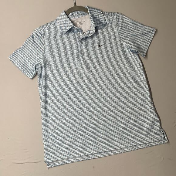Vineyard Vines Women Polo Shirt M Blue Striped Sankaty On The Go Performance - Picture 2 of 8